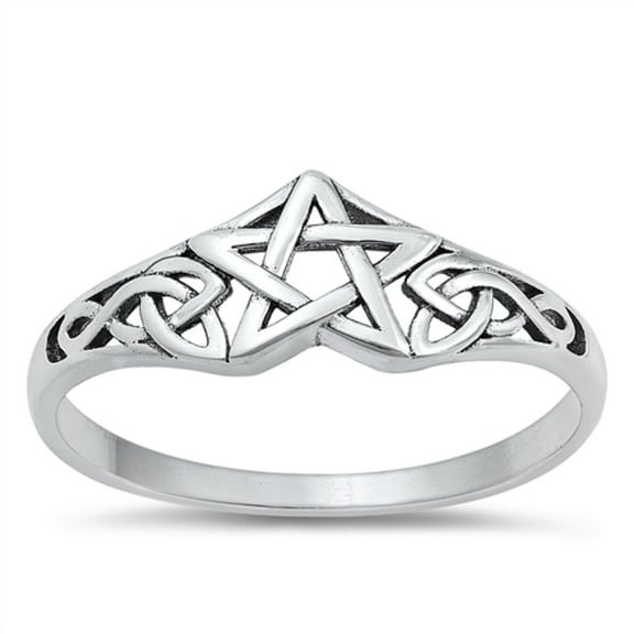 All in Stock Sterling Silver Crafted Celtic Star Ring Size 10