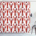 thumbnail image 1 of Ambesonne Lobster Shower Curtain, Geometric Lobsters Graphic, 69"Wx84"L, White and Vermilion, 1 of 3