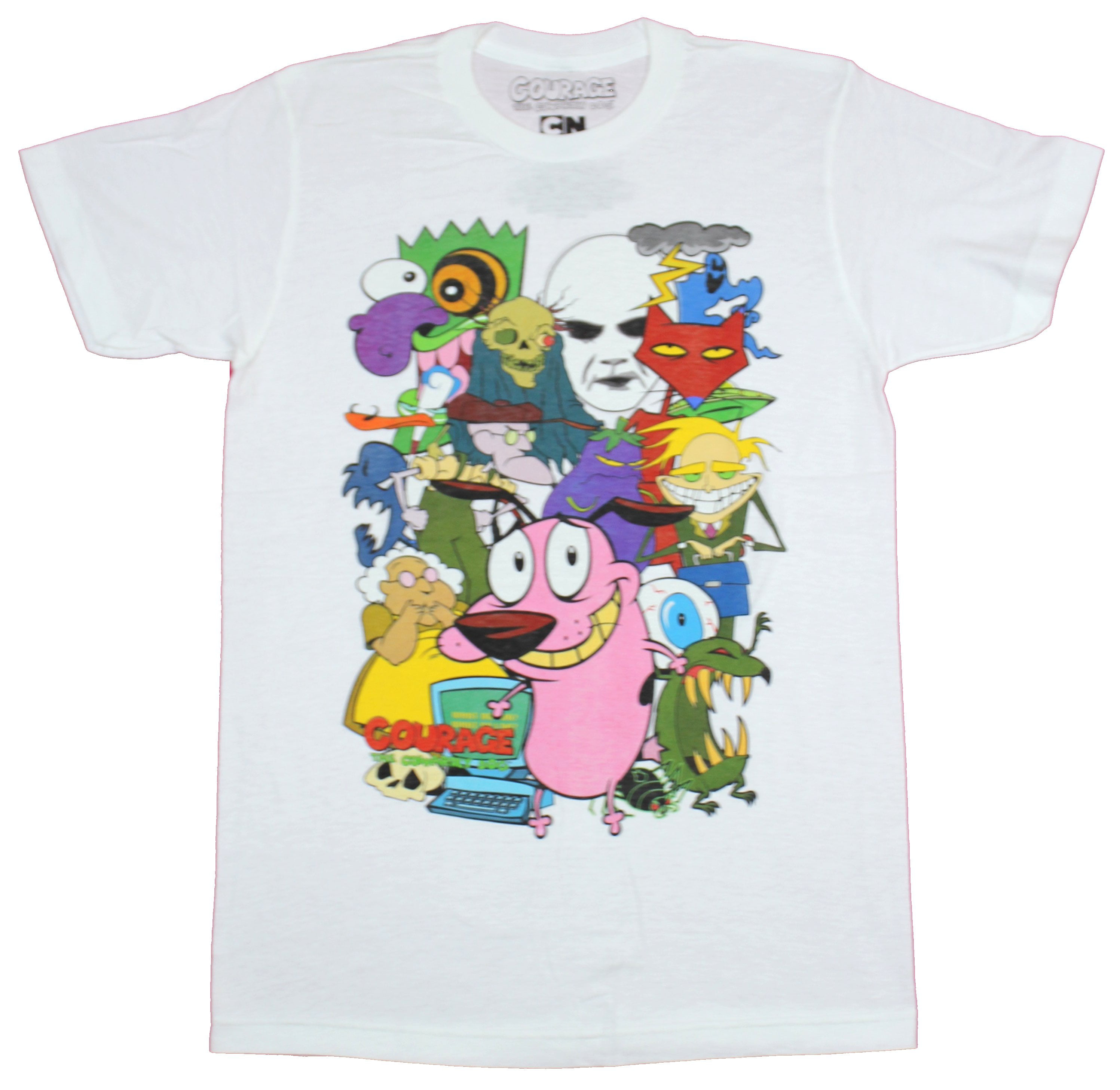 T-Line - Courage the Cowardly Dog Mens T-Shirt - Courage In Collage of ...
