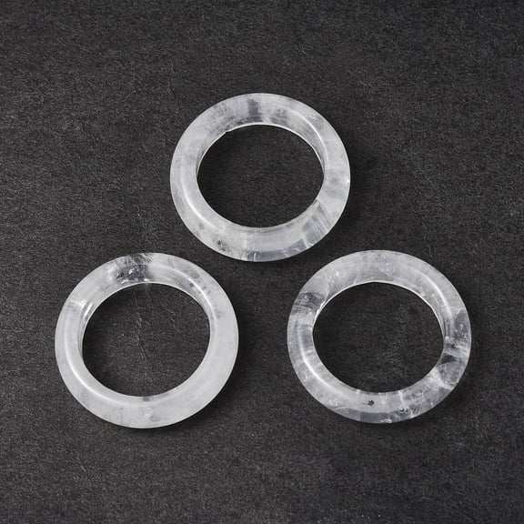 5pc Natural Quartz Crystal Plain Band Ring Gemstone Jewelry for Women US Size 6 1/2(16.9mm)