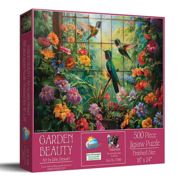 SUNSOUT INC - Garden Beauty - 500 pc Jigsaw Puzzle by Artist: John Stewart - Finished Size 18" x 24" - MPN# 77080