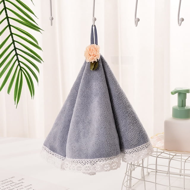Jinsinto Hand Towels for Bathroom and Kitchen with Hanging Loop - Charcoal Fiber Round Hand Towels, Soft and Absorbent 50*50cm