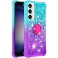 thumbnail image 2 of Slim Fit Phone Case for Samsung Galaxy S23 FE, Bling Shiny Quicksand Effect TPU Bumper Case with Four Corners Heavy Anti-Fall Protection Case for Galaxy S23 FE,Blue Purple, 2 of 7