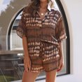 thumbnail image 1 of Pantalones De Manga Corta Conjunto de pantalón corto de 2 piezas para mujer Traje de dormir de estilo casual con cuello en V de un solo pecho Cgtredaw Marrón M para Mujer, 1 of 1
