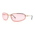 thumbnail image 4 of Rimless Narrow Rectangle Wrap Luxury Metal Rim Oversized Sunglasses Gold - Pink, 4 of 8