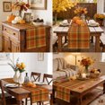 thumbnail image 4 of Plaid Fall Table Runner - 60 Inch Long Thanksgiving Orange Brown Autumn Farmhouse Harvest Cotton and Linen Blended Dress Scarves Farmhouse Table Runner for Kitchen Dining, Coffee Table, 13" x 60", 4 of 8
