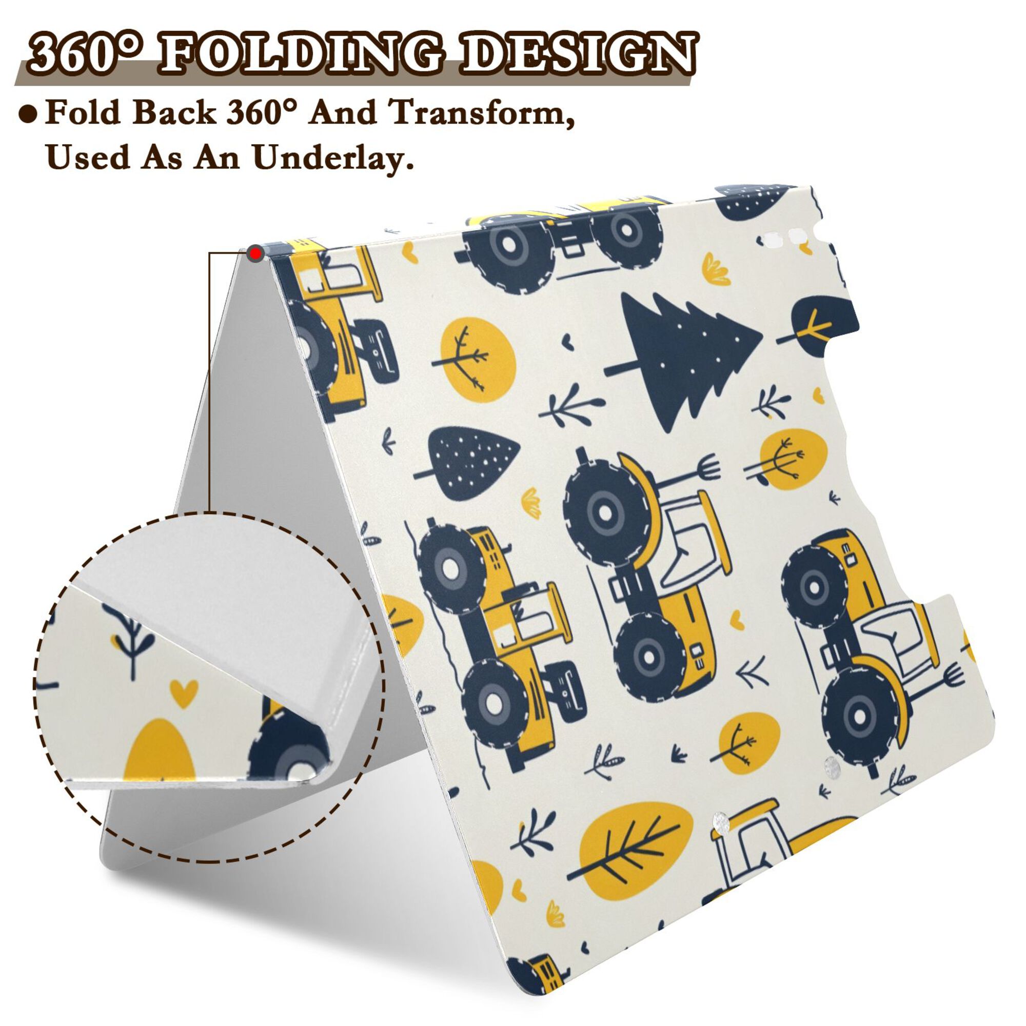 FORMRS A4 Clipboard Folder with Pen Holder Horizontal Foldable School Office Binder, Cartoon Truck Pattern