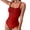 Red, variant on Staron Women's Solid Color Backless Strap Swimsuit One Piece Square Neck High Cut Bathing Suit for Beach Vacation Pool, S