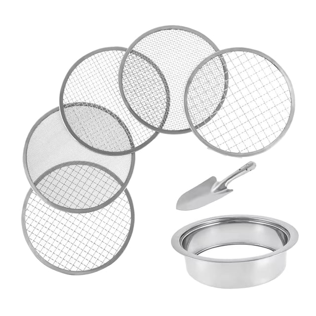 Dickly Soil Sifter Set Garden Sieve Interchangeable Stainless Steel Sifter for Seedling