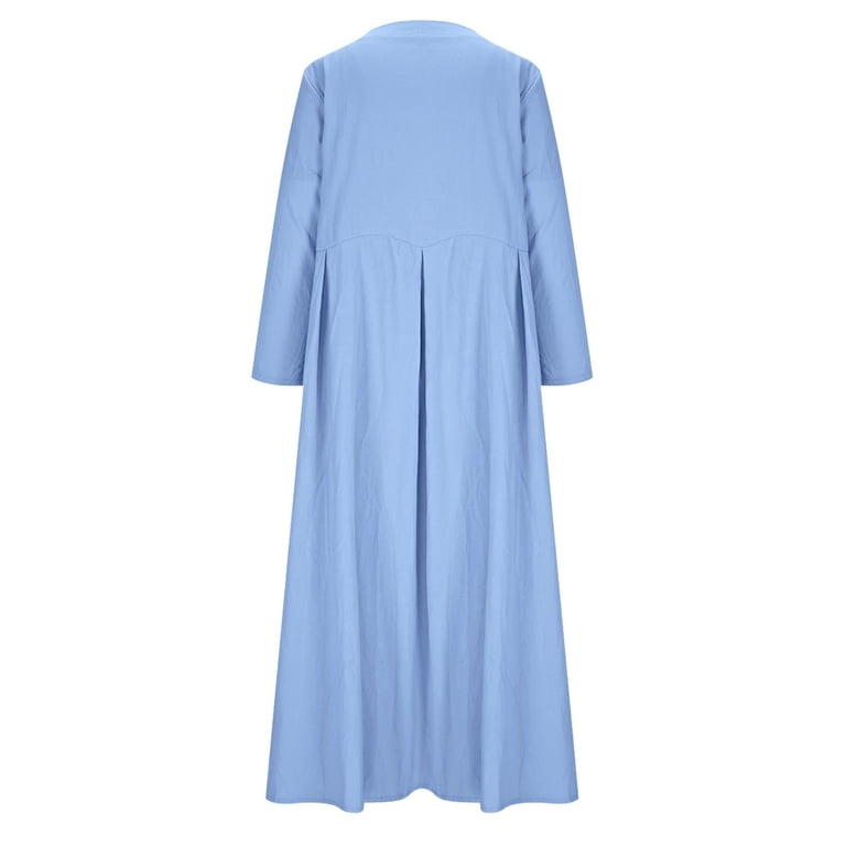 light blue midi dress casual Women's Round Neck Three Quarter Sleeve Relaxed Fit Summer XL size:EU 34 The dress is available Collection:Autumn White and Black Floral