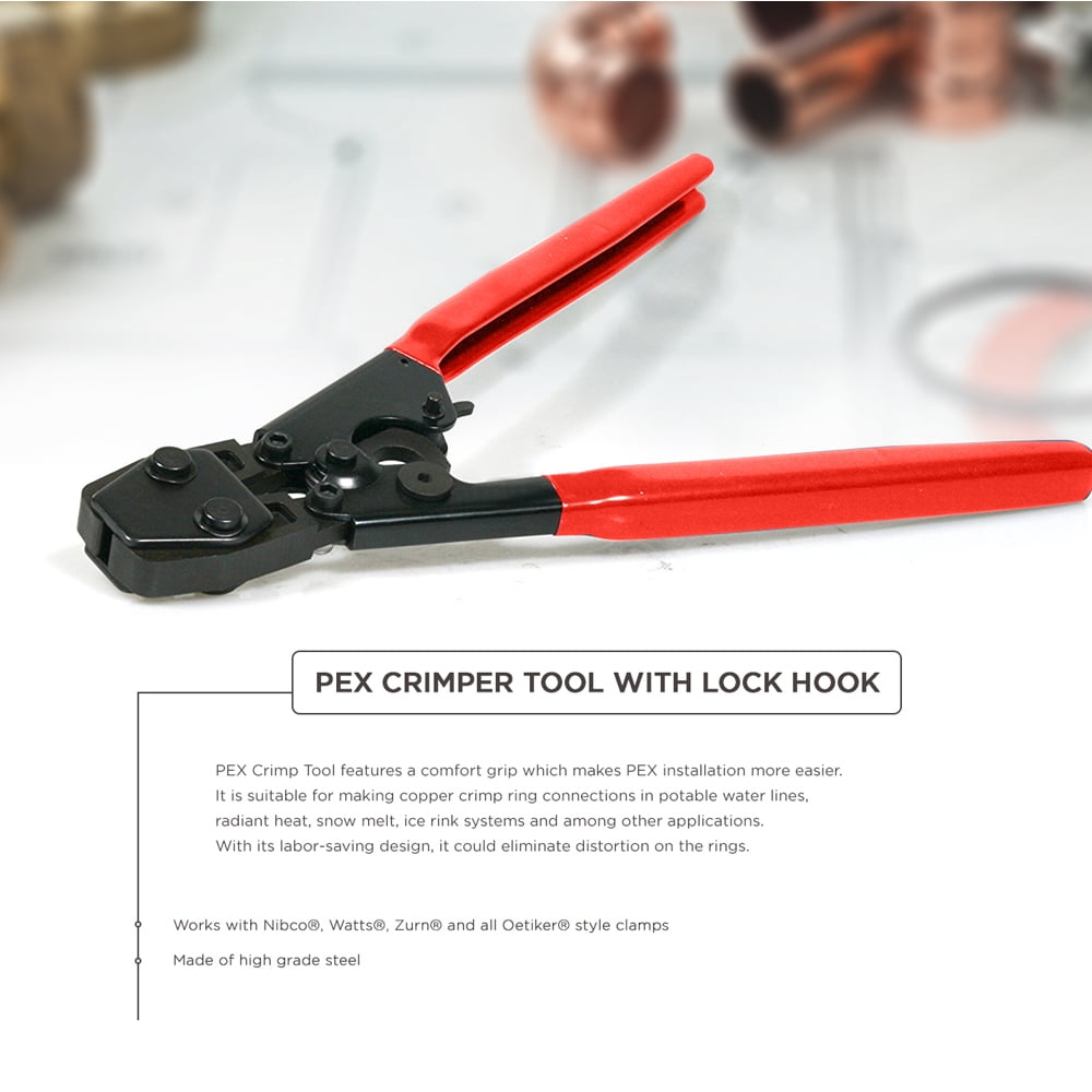 PEX Crimp Tool with Lock Hook Compatible with all Oetiker Cinch Clamps