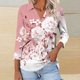 thumbnail image 2 of Camiseta de Solapa de Cuello en V de la Manga Superior de 3/4 de las Mujeres, Uso Diario Cómodo Casual, 2 of 5