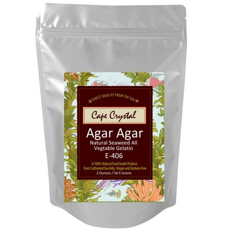 Agar Agar Powder By Cape Crystal  2-oz. Vegetable Gelatin Dietary Fiber Supplement – 100% Pure & Kosher Seaweed Gel For Vegans &