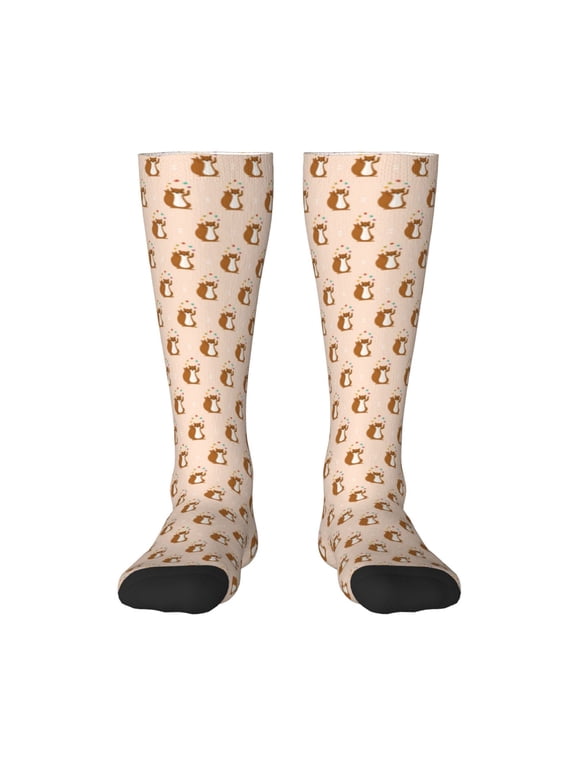 Hirioo Cute Squirrel for Adult Stockings Breathable Sock Non-Pilling,Contrasting Color Design