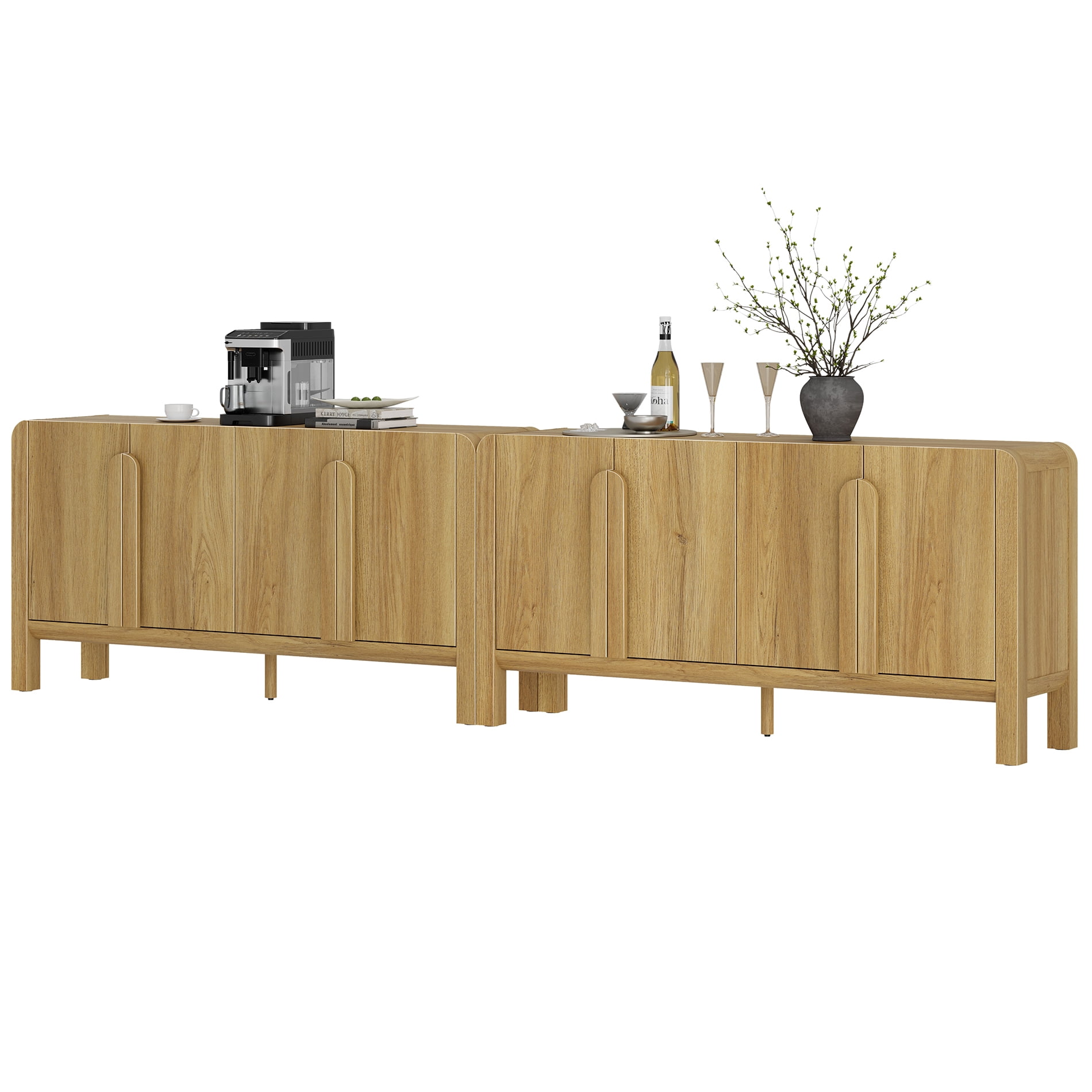 Set of 2 Sideboard Buffet with Storage, Modern 126" Wood Credenza with Doors and Adjustable Shelves for Kitchen，Living Room