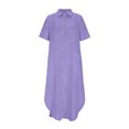thumbnail image 5 of Xuyuer Summer Dress for Womens Casual Loose Midi Dresses Turndown Collar Button DownShort Sleeve Sleeveless Shirt Beach Cover Up, 5 of 8