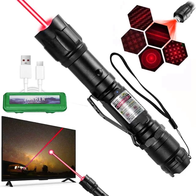 Puntero láser rojo recargable táctico USB JANHER