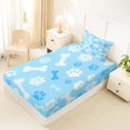 thumbnail image 5 of Manfei Kawaii Kitten Paw Twin Sheets, Dog Bone Bedding, Light Blue White, 3-Piece, 1 Flat Sheet, 1 Fitted Sheet and 1 Pillowcase, 5 of 6