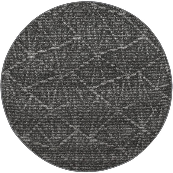 Indoor Outdoor custom size area rugs made in USA pattern Geometrical comes in Ten colors and Nine shapes rectangular,round,square,runners,oval,hexagon,octagon,half round - Grey, 4' Round Area Rugs