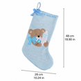 thumbnail image 2 of Blue Christmas Stocking with Teddy Bear and Bottle Design, Knitted Fabric, for 's First Christmas, Christmas Tree Decoration, 2 of 4