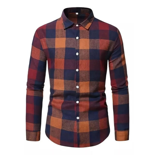 Camisa Cuadros Hombre Casual Slim Fit Manga Larga Moda