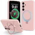 thumbnail image 1 of KOMI for Samsung Galaxy S25+/ S25 Plus Case with Stand, Slim Liquid Silicone Phone Cases for Galaxy S25 Plus Compatible with MagSafe Magnetic Ring Kickstand Case Full Camera Protection, Sandy Pink, 1 of 5