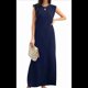 thumbnail image 1 of Vestido Maxi de Verano 2025 para Mujer, Informal, Holgado, con Abertura, Sin Arrugas, con Cuello Redondo y Bolsillos, Color Azul Marino M, 1 of 9