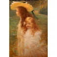 thumbnail image 2 of Charles-Lucien Léandre 11x14 Gold Ornate Wood Frame and Double Matted Museum Art Print Titled - Portrait of the Artist's Nieces by Charles Leandre, 2 of 4