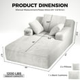 thumbnail image 5 of 67'' Oversized Chaise Lounge Chair, Cloud Plush Corduroy Sofa Bed for Living Room, Modern Deep Seat Sleeper Couch with Back Cushion, No Assembly Required, (Oyster White), 5 of 15