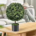 thumbnail image 3 of 22” Faux Boxwood Topiary Ball Tree Set of 2, Artificial Plants Outdoor Sun Protective, Cement-Filled Potted Bushes, Evergreen Topiary Trees Artificial for Porch Decoration Indoor Outdoor, 3 of 18
