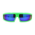 thumbnail image 2 of Robotic Futurism Streamline Wrap Arm Rectangular Plastic Sunglasses Green - Blue Mirror, 2 of 4