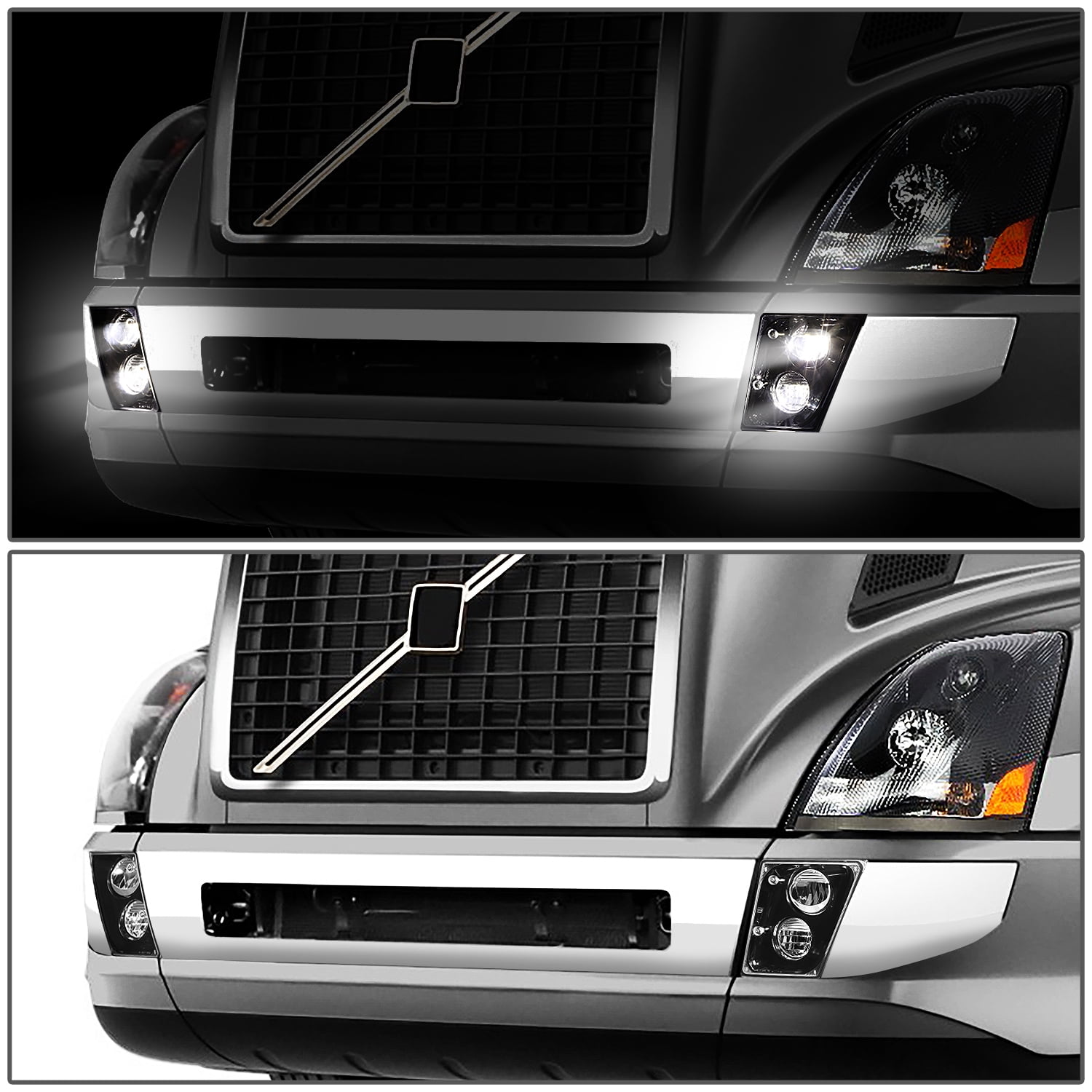 DNA Motoring For 03-17 Volvo VN VNL VNM VNX Truck Full LED Bumper Driver Fog Light Lamps Pair Black
