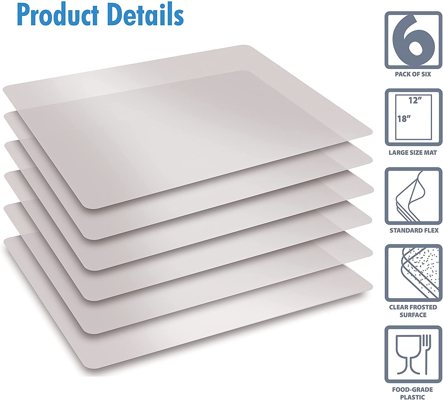 RGHJAR-Extra Thick Flexible Frosted Clear Plastic Cutting Mats, 12" x 18", Set of 6