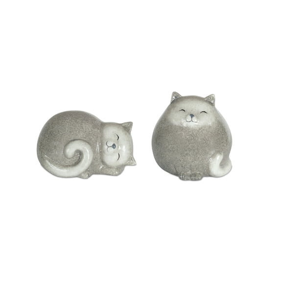 Diva At Home Set of 4 Grey Whimsical Cats 5”
