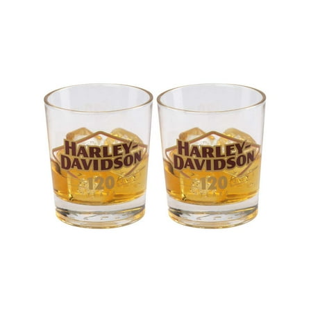 Harley-Davidson 120th Anniversary Double Old Fashion Glass Set, Limited Edition, Harley Davidson