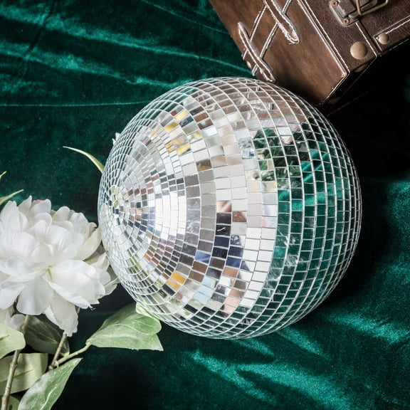BalsaCircle 2 Large Silver Mirror 12" Disco Balls Hanging Glass Party Christmas Ornaments Wedding Decorations