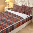 thumbnail image 3 of Manfei Classic Plaid Zipper Queen Comforter Set with Fitted Sheet and 2 Pillowcases,Vintage Check Zipper Bedding Set,Red Orange,Reversible,4pcs, 3 of 8