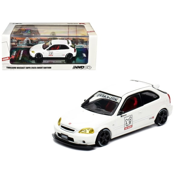 Honda Civic Type R (EK9) RHD (Right Hand Drive) White "Thailand Diecast Expo 2025 Event Edition" 1/64 Diecast Model Car by Inno Models