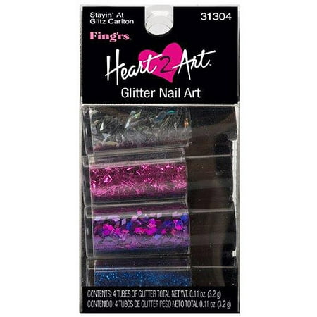 Fing'rs Heart 2 Art Glitter Nail Art, Stayin' at Glitz Carlton, 4 count, 0.11 oz