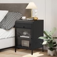 thumbnail image 3 of Glavbiku Metal Nightstand Set of 2,End Table with Flip Cubby & Glass Door,Side Table,Black,Adult, 3 of 13
