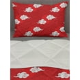 thumbnail image 3 of Japanese Comforter & Sham Bedding Set, Oriental Illustration with Clouds and Scale Patterned Background Traditional, 3 pcs Duvet Set Microfiber Filling Quilt, 5 Sizes, Vermilion White, by Ambesonne, 3 of 4