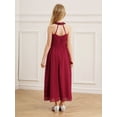 thumbnail image 5 of inlzdz Kids Girls Halter Neck Wedding Bridesmaid Dress Sleeveless Backless Evening Dress Ball Maxi Gowns Burgundy 14, 5 of 10