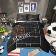 thumbnail image 2 of Rugby King Bedding Sets Sports Theme Comforter Set, Ball Gamer Duvet Insert Black Reversible Down Comforter, Soccer Football Bedding Comforter Sets, Ultra Soft, 2 of 5