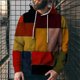 thumbnail image 3 of Sudaderas con capucha con patrón de cuadros para hombres, jerséis con estampado 3D de bloques de Color, Tops de calle Unisex, sudaderas sueltas, 3 of 5