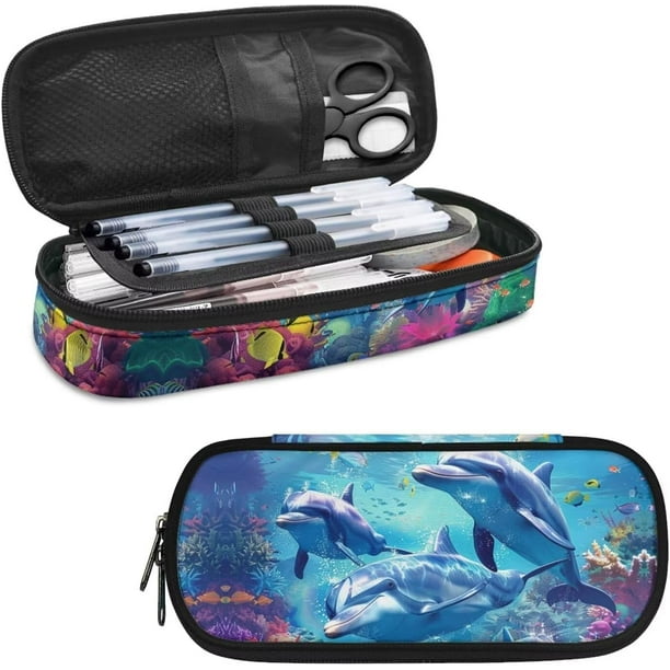 Estuche para lápices Kawaii con diseño de gato y fresa, resistente, portátil, para niñas, niños, adolescentes, escuela y oficina