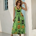 thumbnail image 2 of Halloween Ghosts Horror Pumpkin Pattern Design Sleeveless Dress Summer Clothes for Women Women's Clothing 2025, 2 of 6