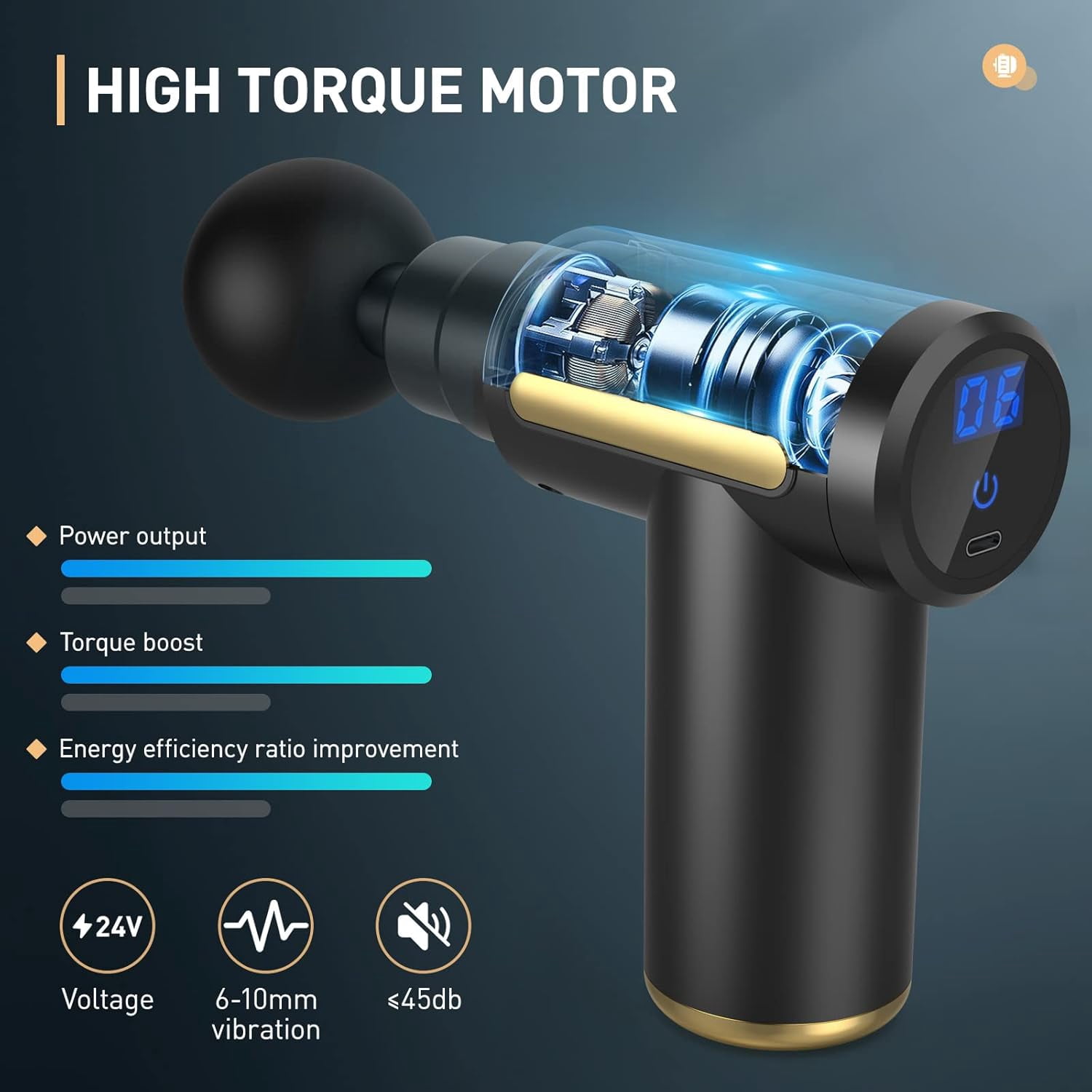 LDNIO Mini Massage Gun - Muscle Deep Tissue Massager - 6 Speeds & LCD Screen Quiet Handheld Massagers for Back Neck Pain Relief