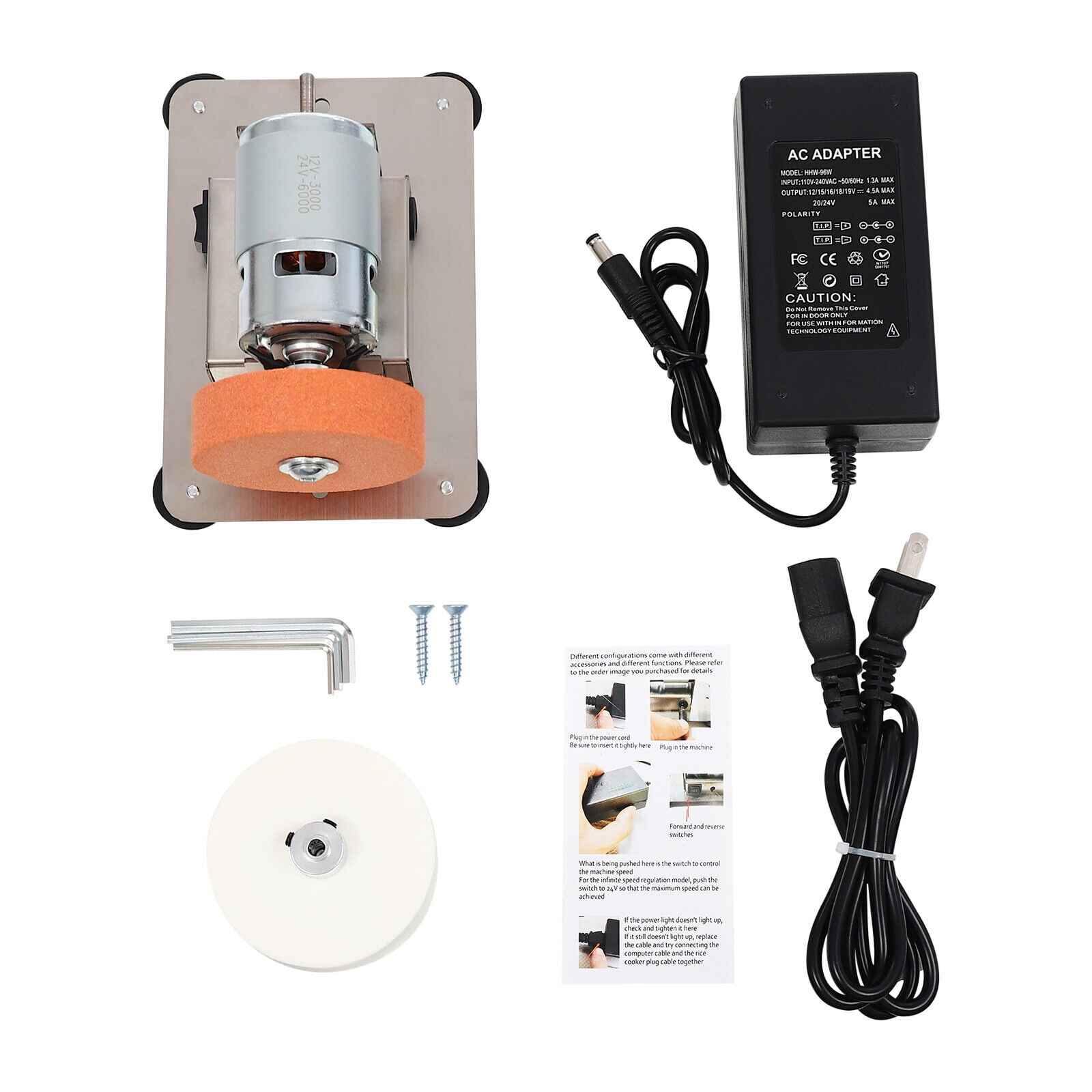 Miumaeov Electric Benchtop Grind Sander Adjustable Variable Speed Stainless Steel Table Grinding Machine