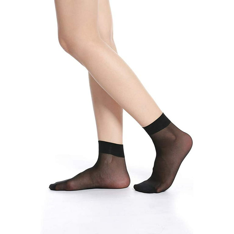 10 Pack Women's Nylon Socks Ankle High Sheer Pantyhose 
