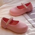 thumbnail image 7 of Girls Mary Jane Shoes with Pearl Strap, Closed Toe Dress Flats for Toddler/Little Girls Pink 9.5, 7 of 7